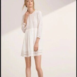 Wilfred Aritzia Loisel Cream Eyelet Embroidery Dress Size S
